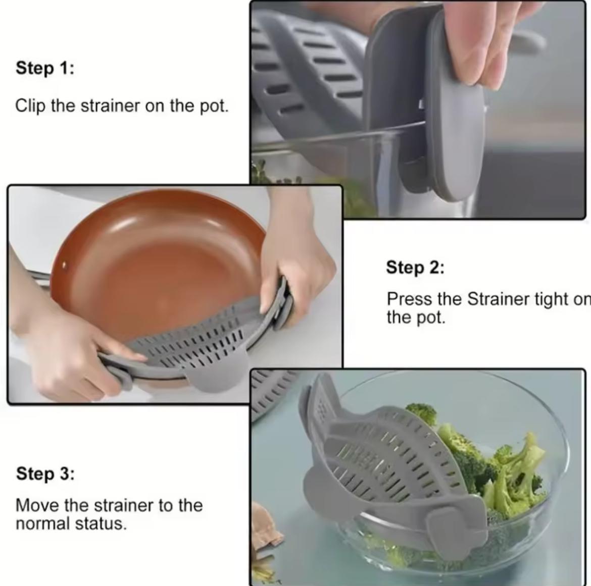 SqueezeJet™ Universal Clip-On Silicone Strainer